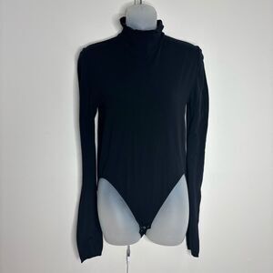 Victoria's Secret Black Long Sleeve Bodysuit mock neck size large classic basic